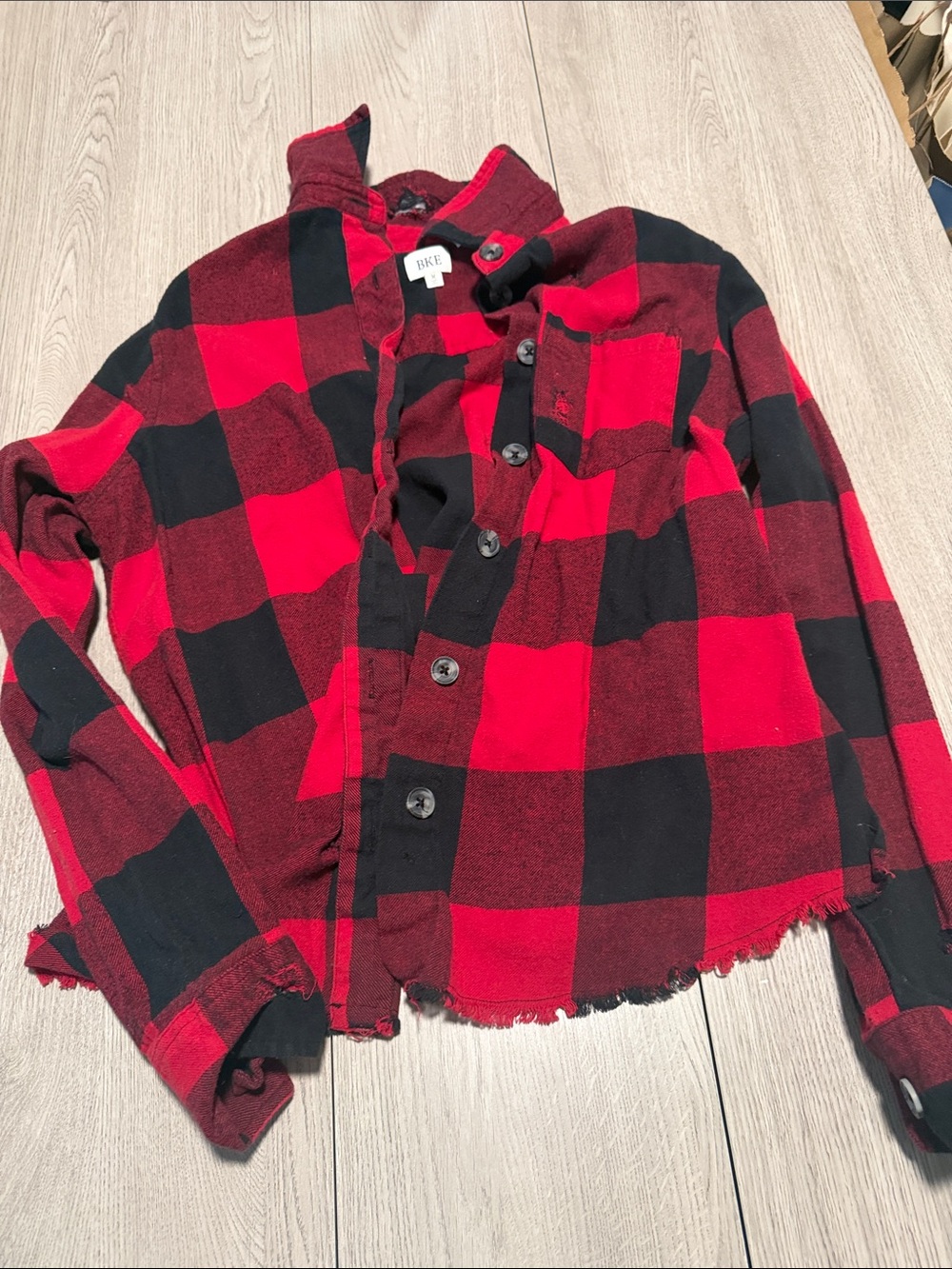 BKE Red and Black Buffalo Plaid Button-Down